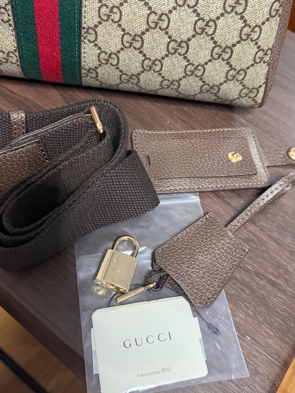 Fashion bag. 1:1 Gucci Brown GG Supreme Canvas Web Stripe Satchel. - Picture 12 of 15